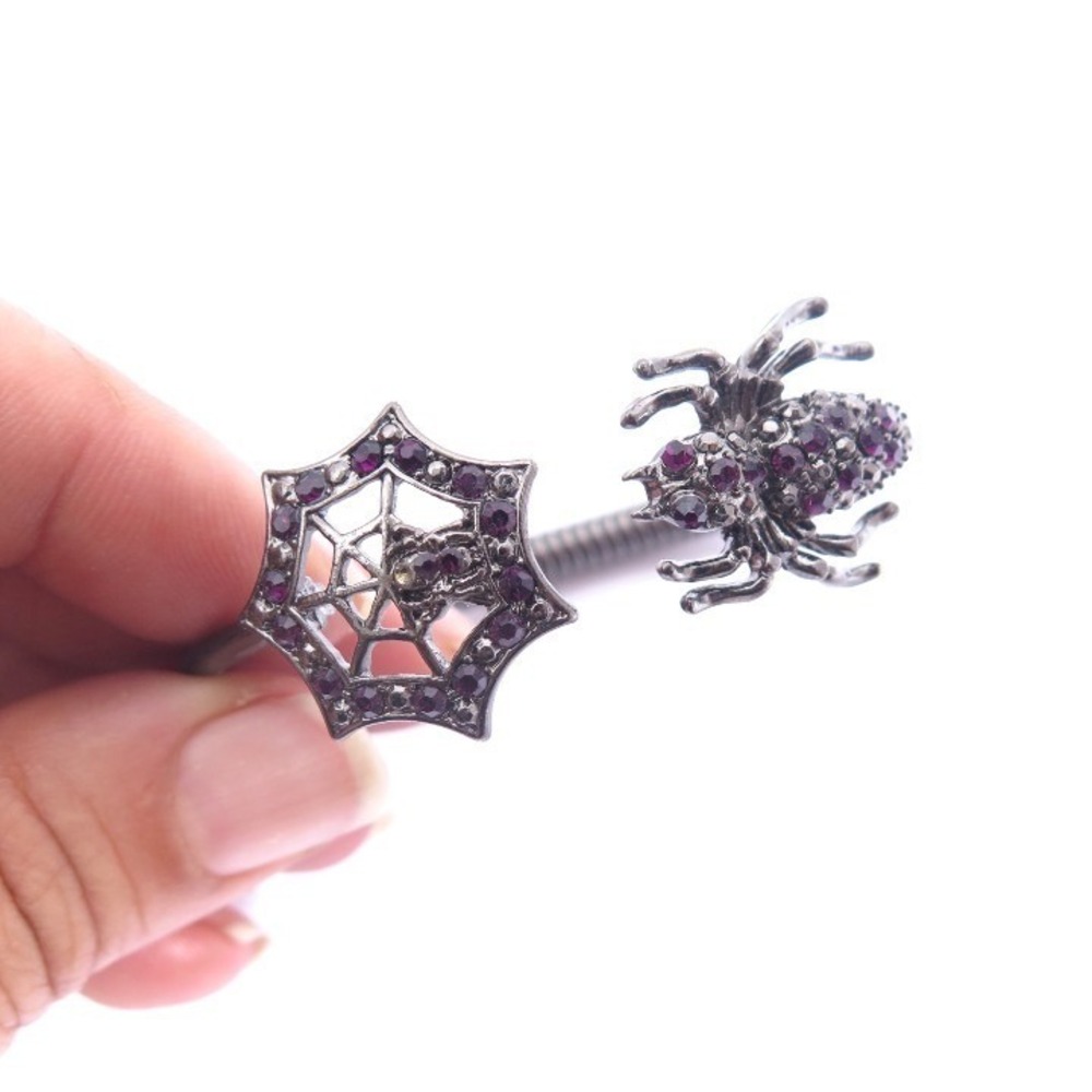 Spider Web Red Rhinestone‎ Cuff Bracelet - Picture 2 of 4